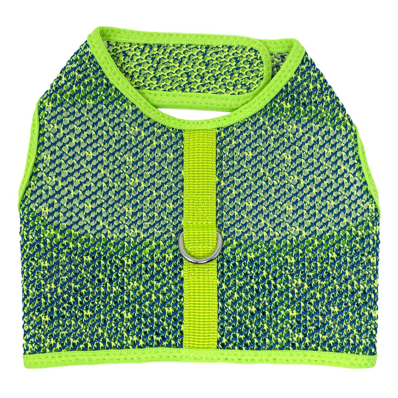 Active Mesh Dog Harness with Leash - Neon Green & Blue