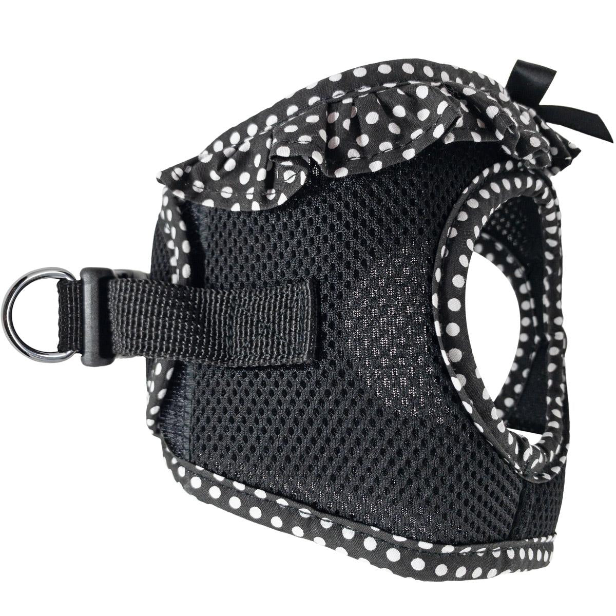 American River Choke Free Dog Harness Polka Dot Collection - Black and White Polka Dot