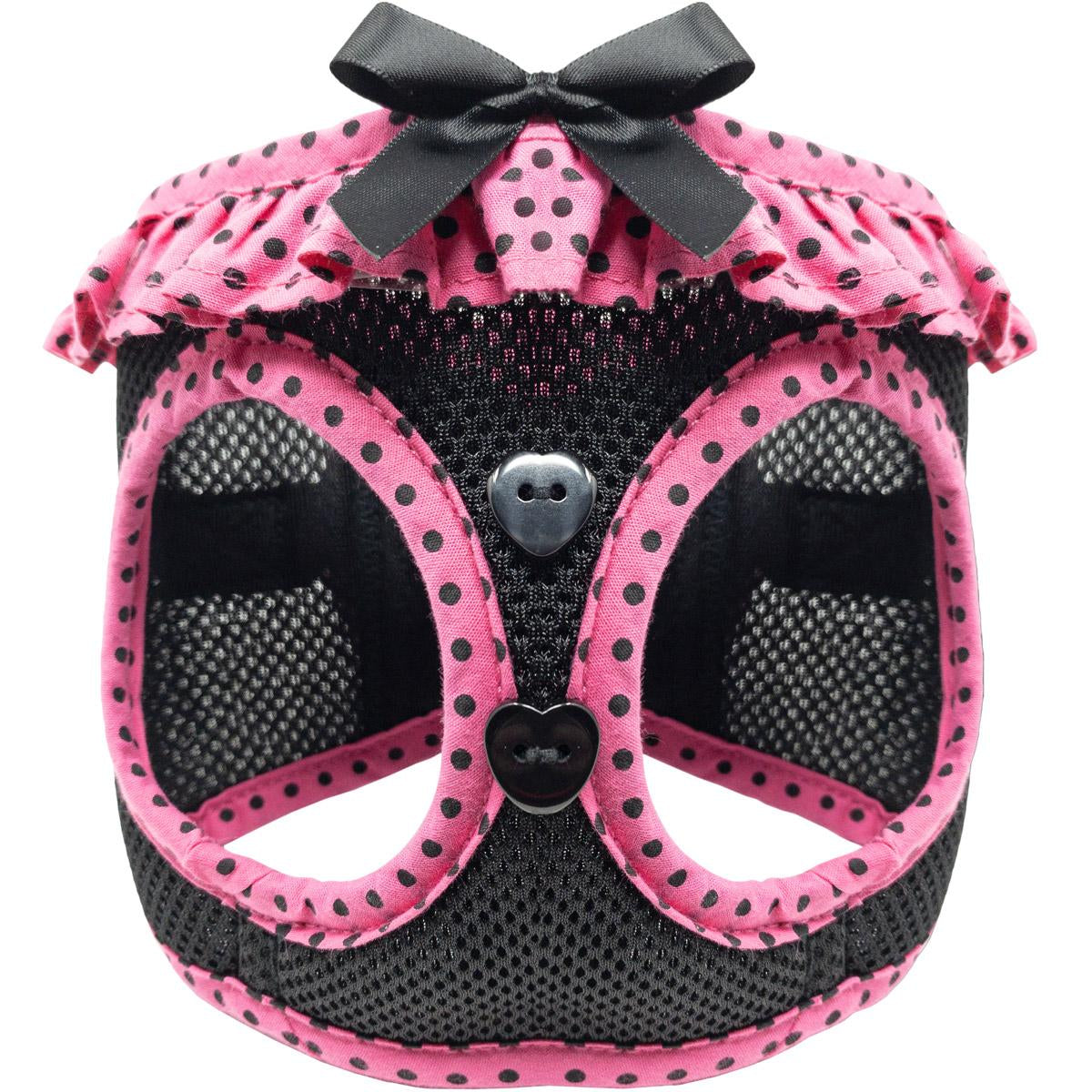 American River Choke Free Dog Harness Polka Dot Collection - Hot Pink and Black Polka Dot