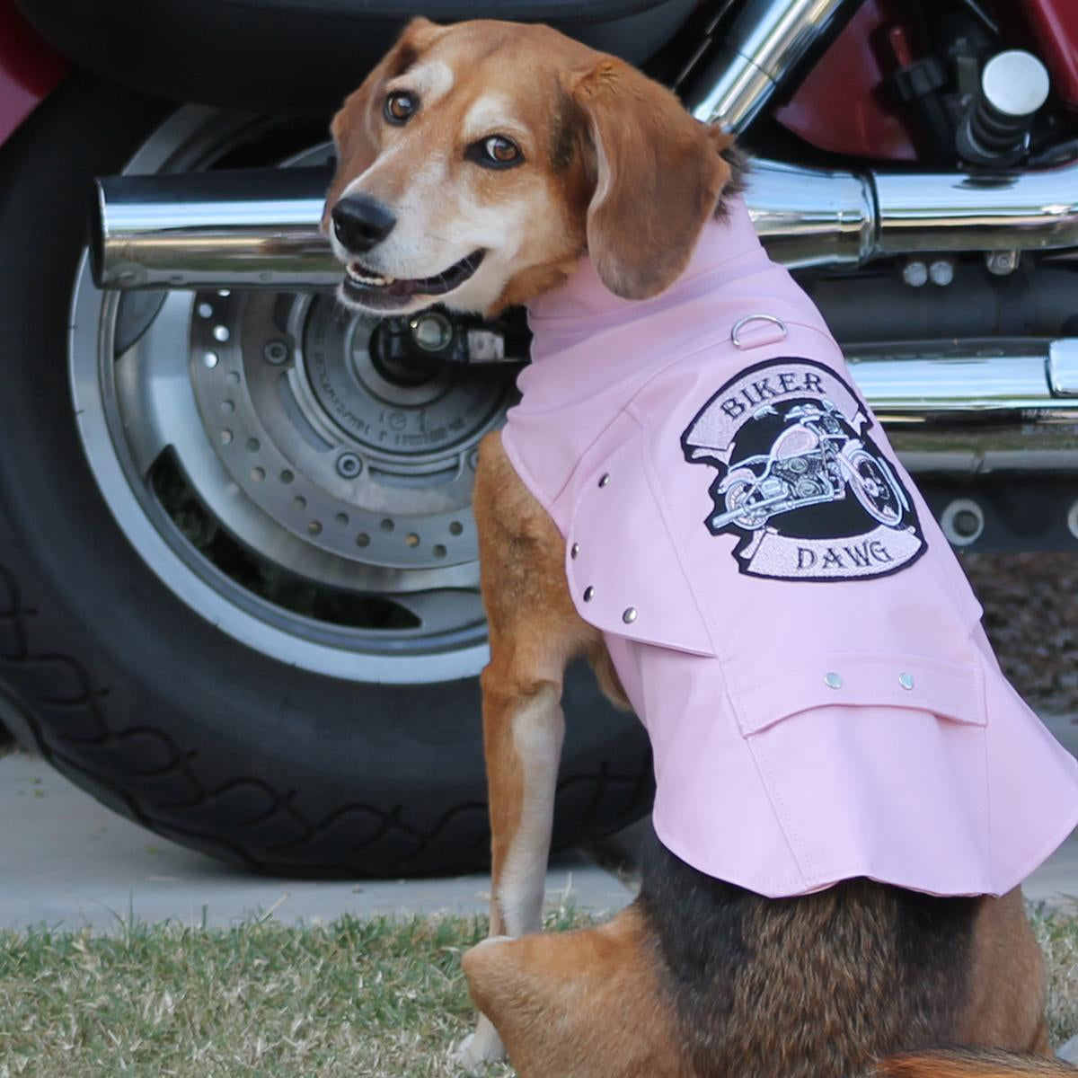 Biker Dawg Motorcycle Dog Jacket - Pink