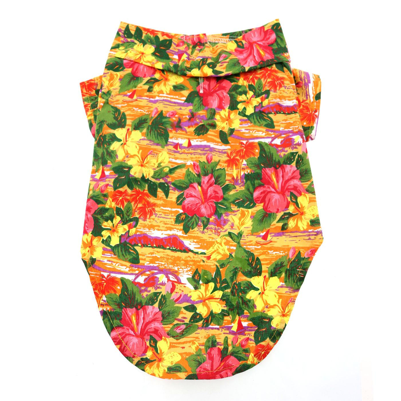 Hawaiian Camp Shirt - Sunset Hibiscus