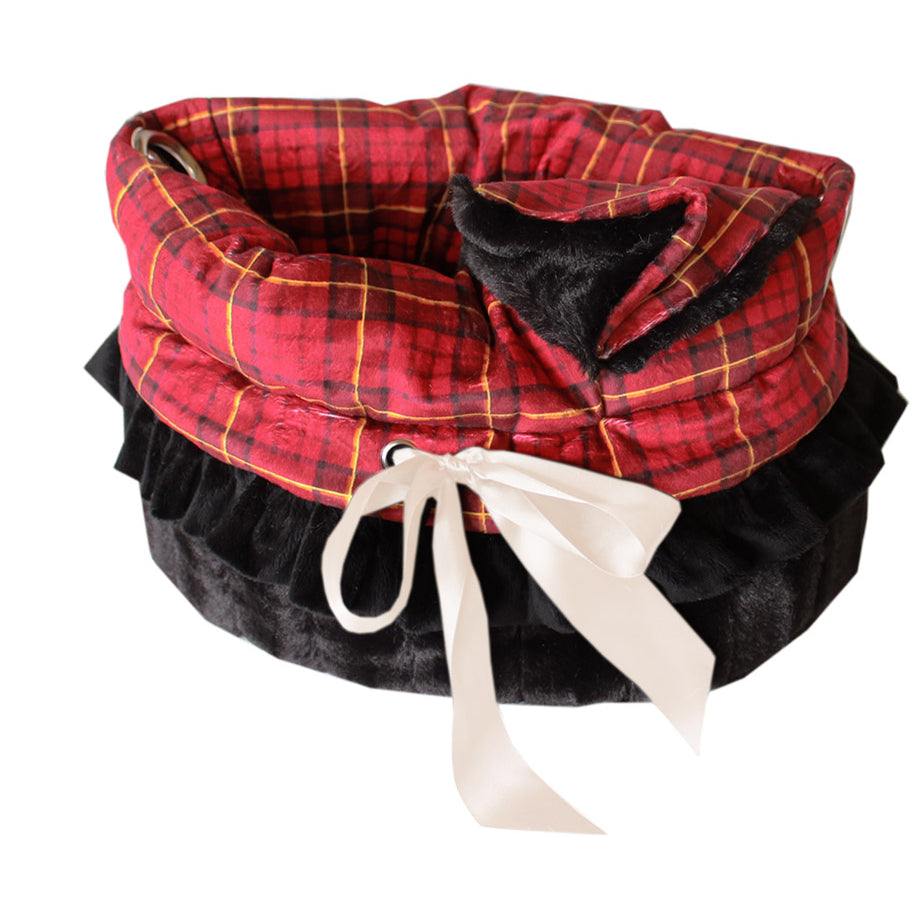Plaid Reversible Snuggle Bugs Pet Bed, Bag, and Car Seat All-in-One
