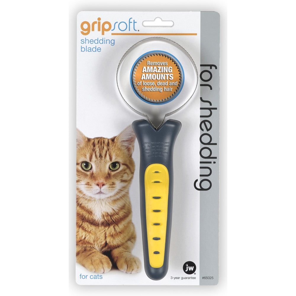 JW Pet Gripsoft Cat Shedding Blade Gray, Yellow One Size
