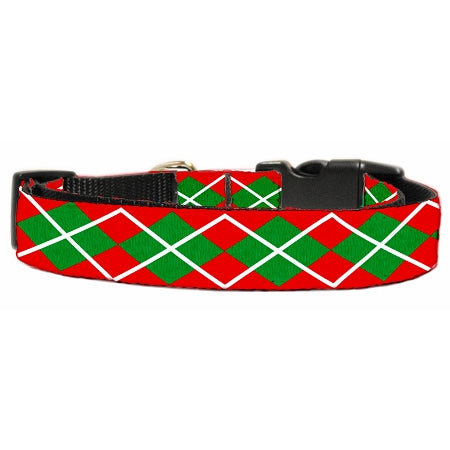 Christmas Argyle Nylon Ribbon Dog Collar