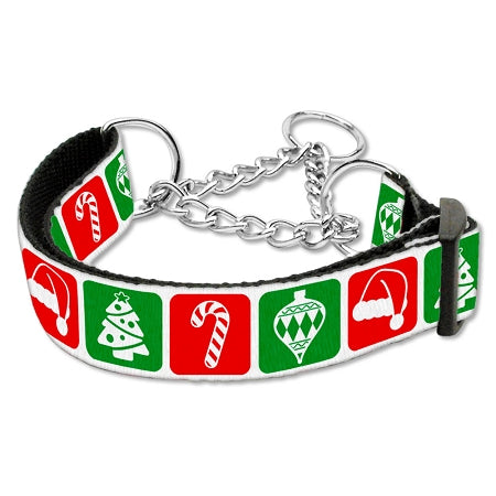 Timeless Christmas Nylon Ribbon Martingale Dog Collar