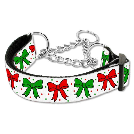 Christmas Bows Nylon Ribbon Martingale Dog Collar