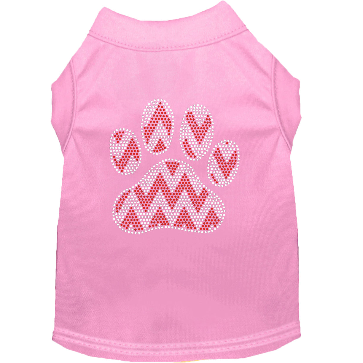 Candy Cane Chevron Paw Rhinestone Shirts for Cats and Dogs