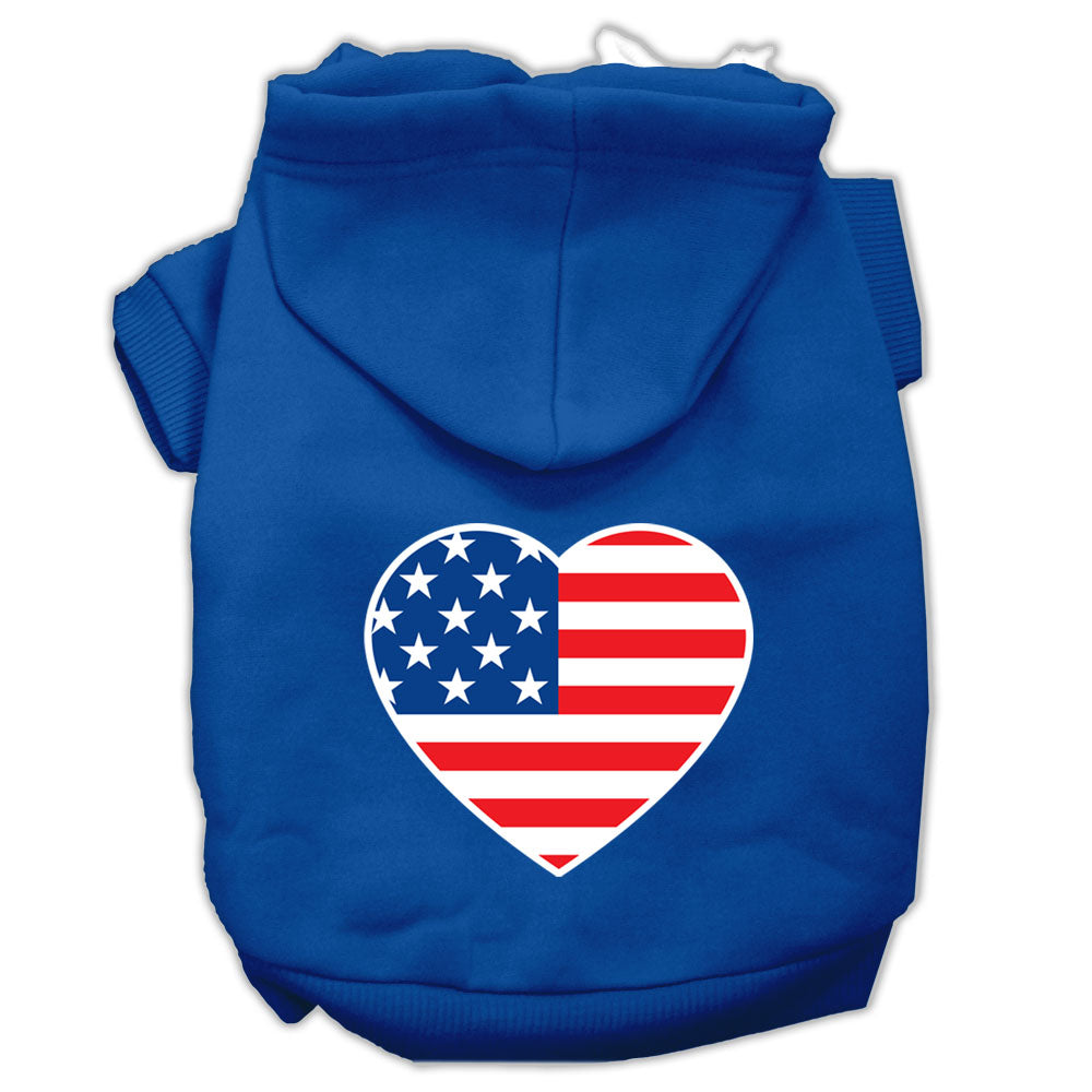 American Flag Heart Screen Print Hoodies for Cats and Dogs
