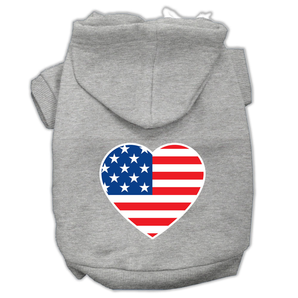 American Flag Heart Screen Print Hoodies for Cats and Dogs