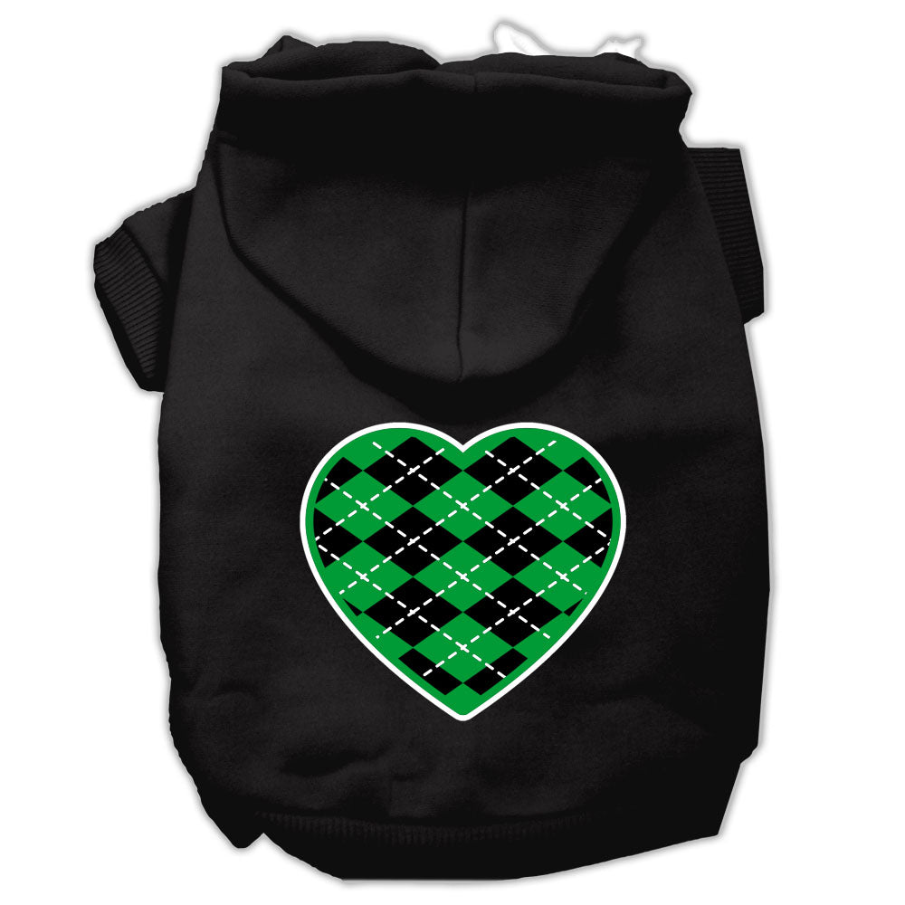 Argyle Heart Green Screen Print Hoodies for Cats and Dogs