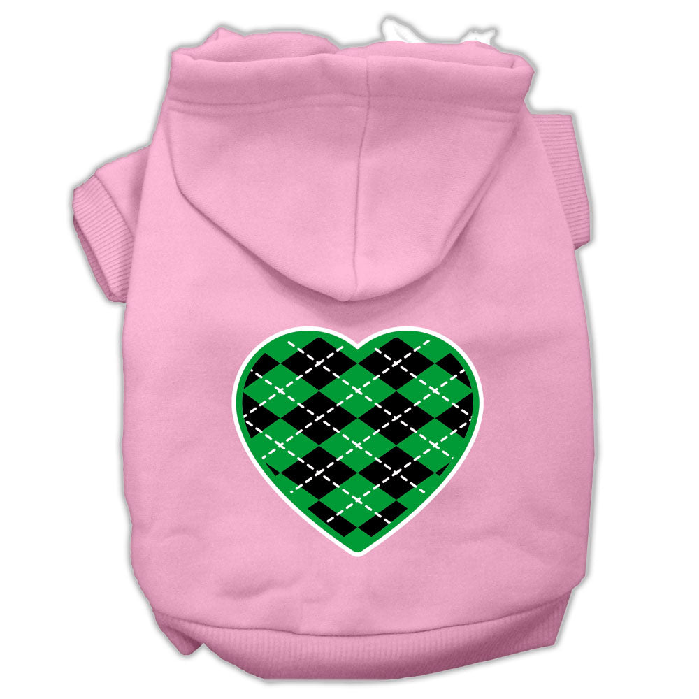 Argyle Heart Green Screen Print Hoodies for Cats and Dogs