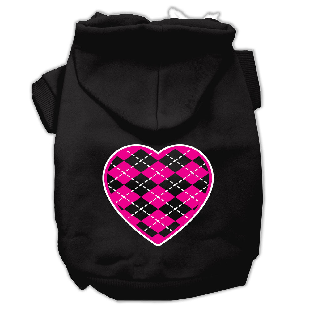 Argyle Heart Pink Screen Print Hoodies for Cats and Dogs