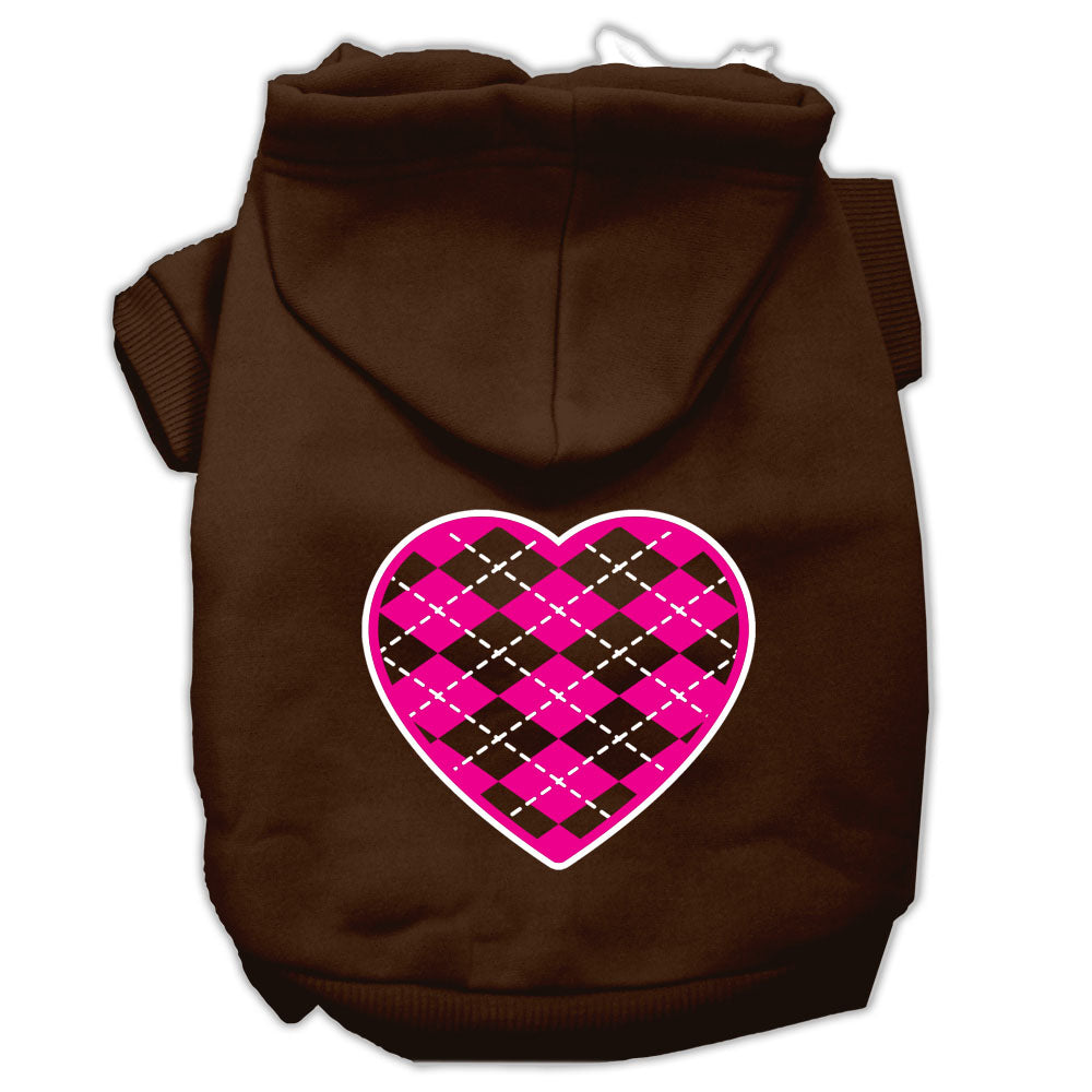 Argyle Heart Pink Screen Print Hoodies for Cats and Dogs