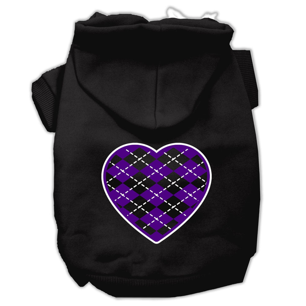 Argyle Heart Purple Screen Print Hoodies for Cats and Dogs