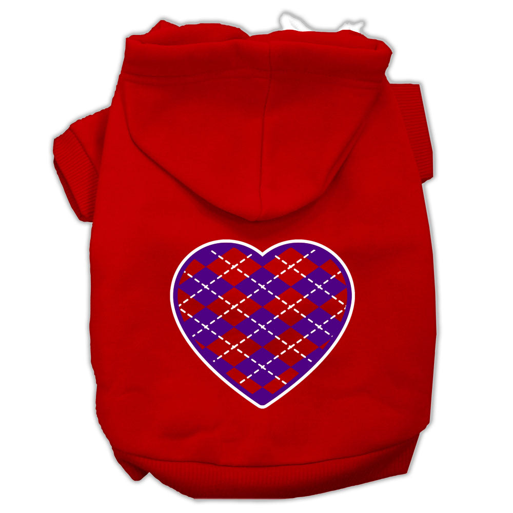 Argyle Heart Purple Screen Print Hoodies for Cats and Dogs