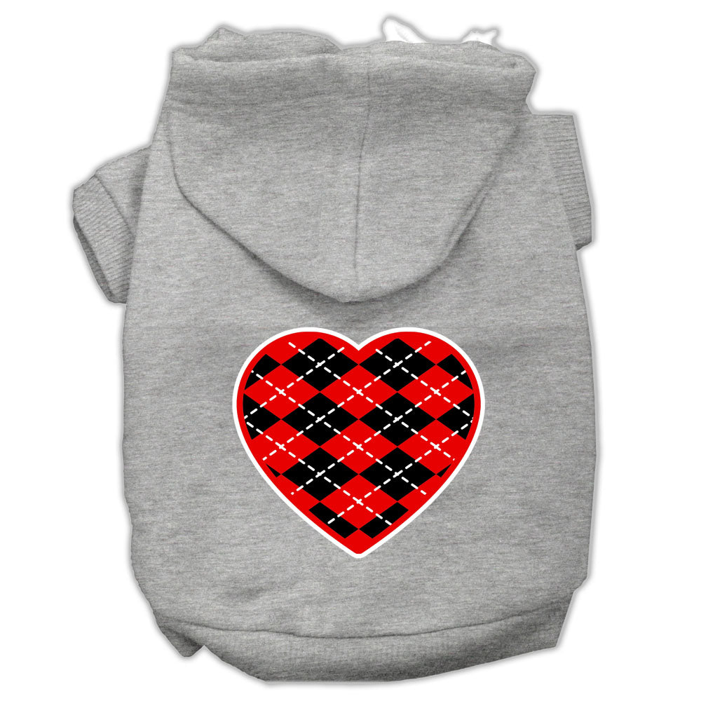 Argyle Heart Red Screen Print Hoodies for Cats and Dogs