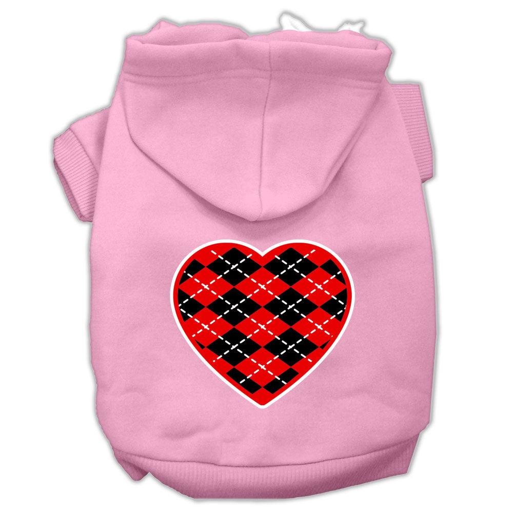 Argyle Heart Red Screen Print Hoodies for Cats and Dogs