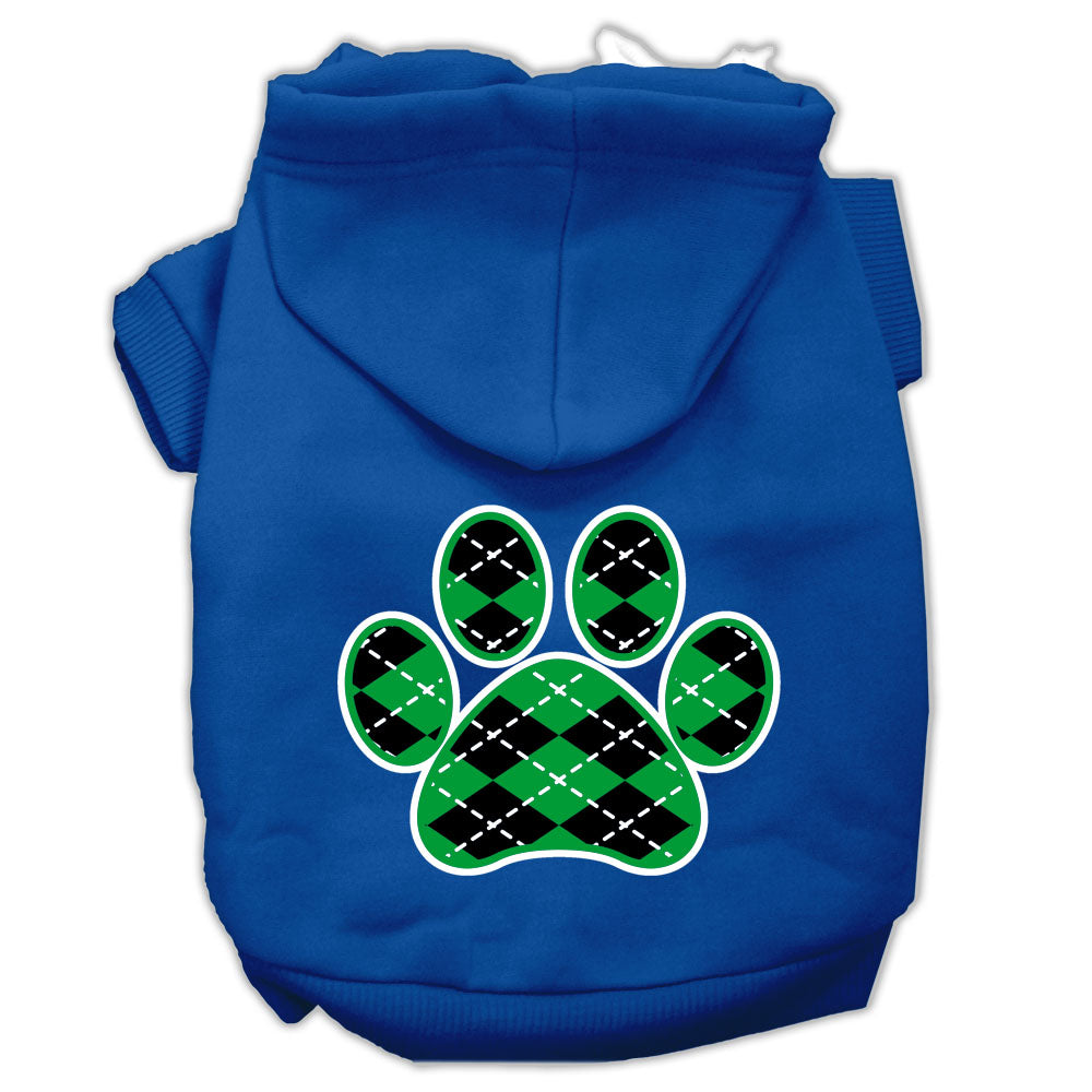 Argyle Paw Green Screen Print Hoodies for Cats and Dogs