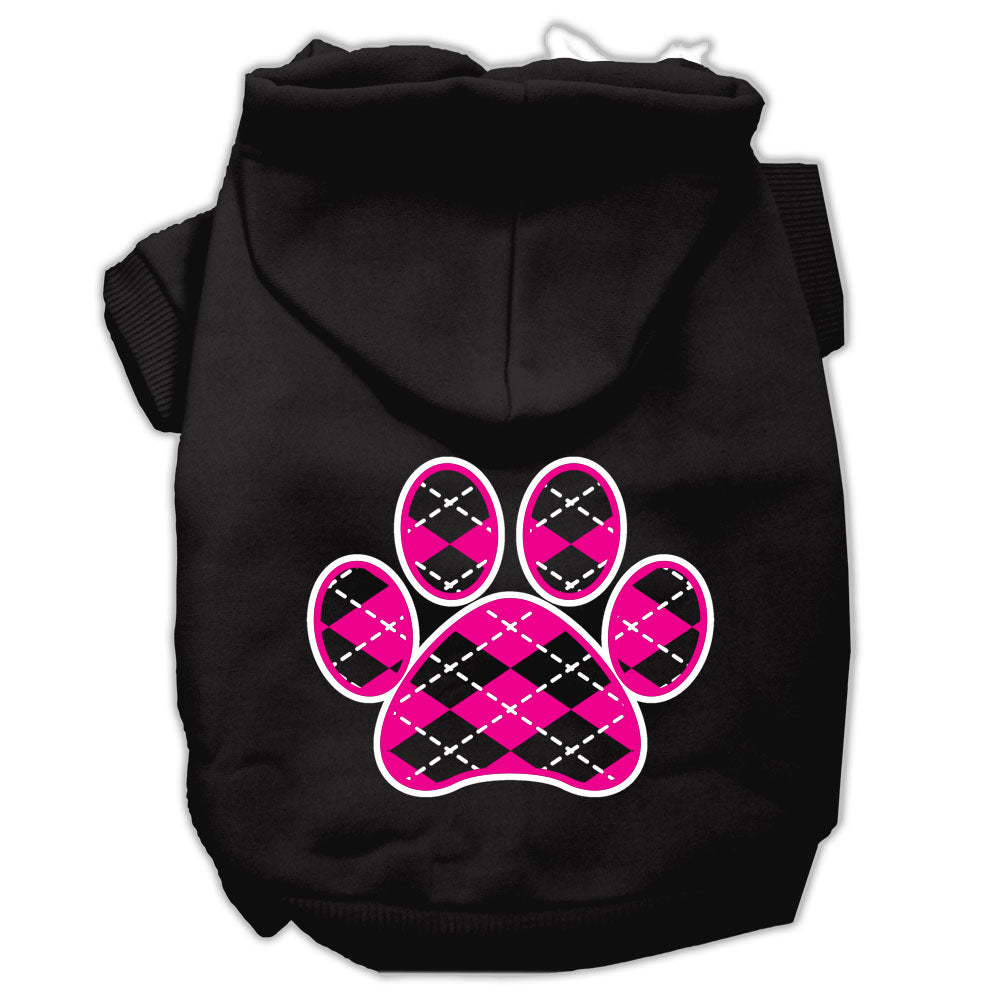 Argyle Paw Pink Screen Print Hoodies for Cats and Dogs
