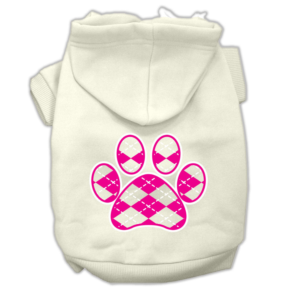 Argyle Paw Pink Screen Print Hoodies for Cats and Dogs