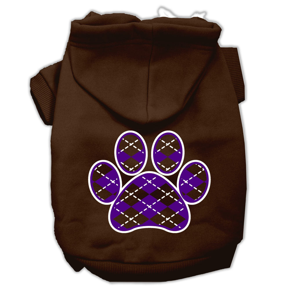 Argyle Paw Purple Screen Print Hoodies for Cats and Dogs