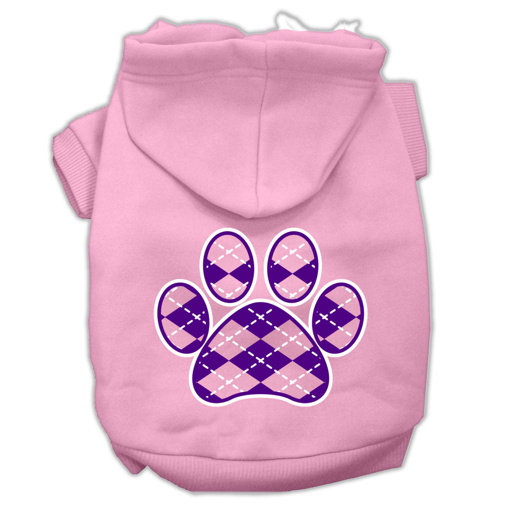 Argyle Paw Purple Screen Print Hoodies for Cats and Dogs
