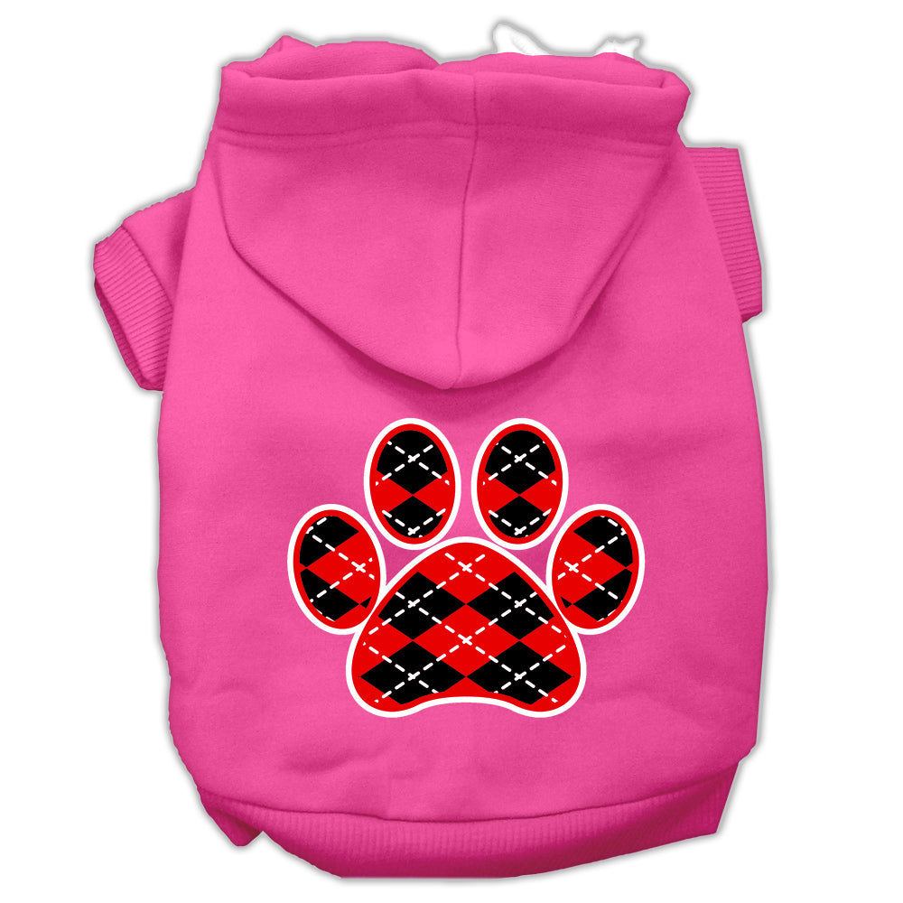 Argyle Paw Red Screen Print Hoodies for Cats and Dogs