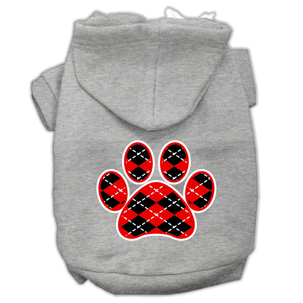 Argyle Paw Red Screen Print Hoodies for Cats and Dogs
